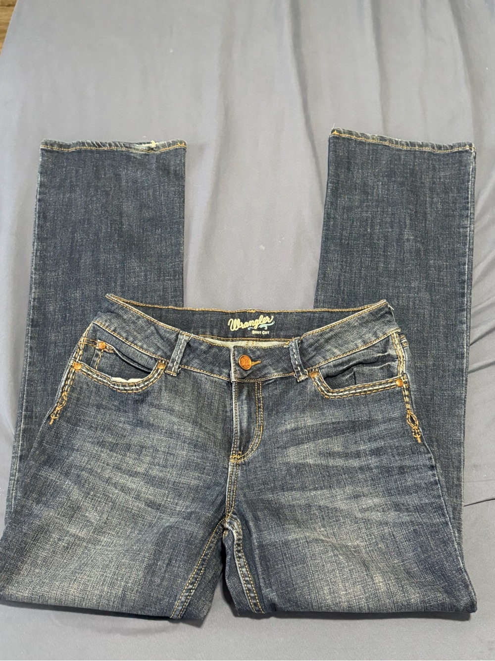 Wrangler Women's Dark Blue Boot Cut Jeans with Contrast Stitching